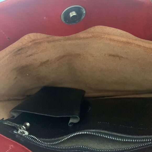 Christopher Kon Minimalist Unlined Red Leather Tote Bag, Luxury Shoulder Bag - Picture 10 of 10